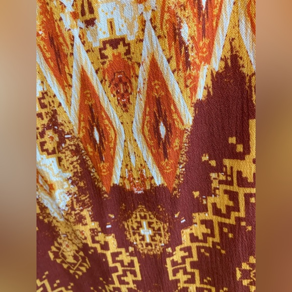 Miss Me: Orange, White and Burnt Red Hippie Festival Rayon Pants - Picture 3 of 17